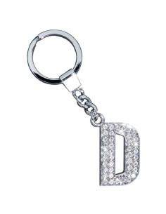 GLAMOUR, KEYRING LETTER D, CLEAR, con cristalli Sw