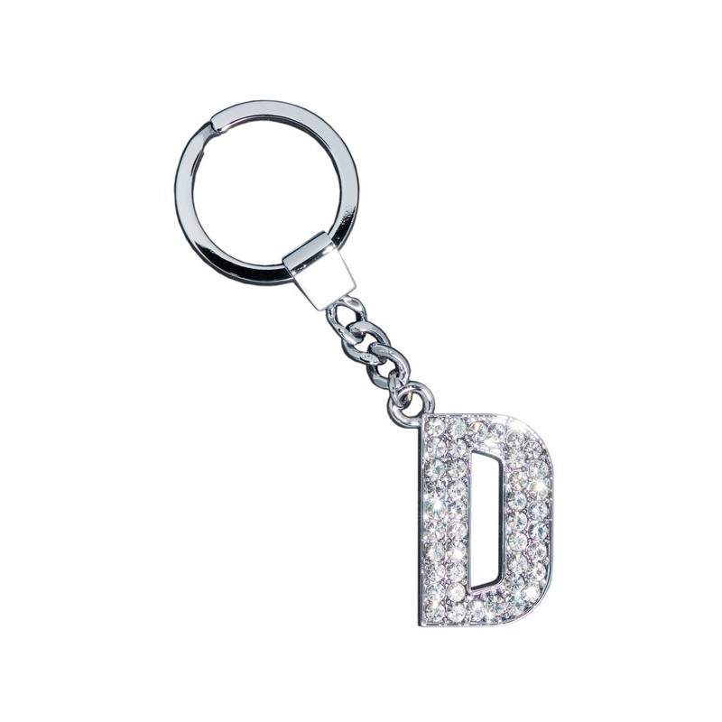 GLAMOUR, KEYRING LETTER D, CLEAR, con cristalli Sw