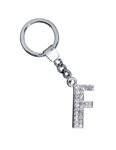 GLAMOUR, KEYRING LETTER F, CLEAR, con cristalli Sw