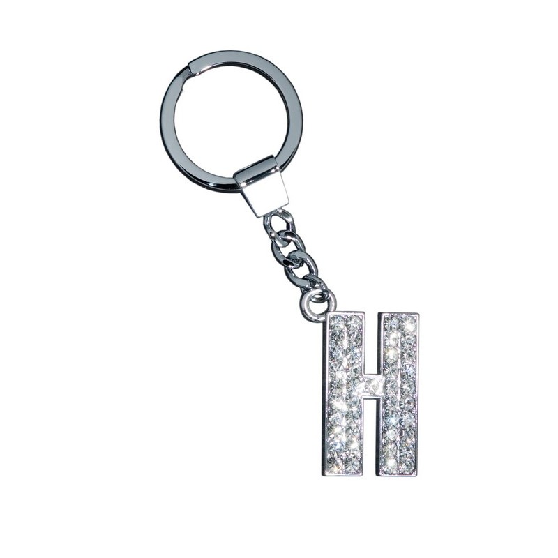 GLAMOUR, KEYRING LETTER H, CLEAR, con cristalli Sw