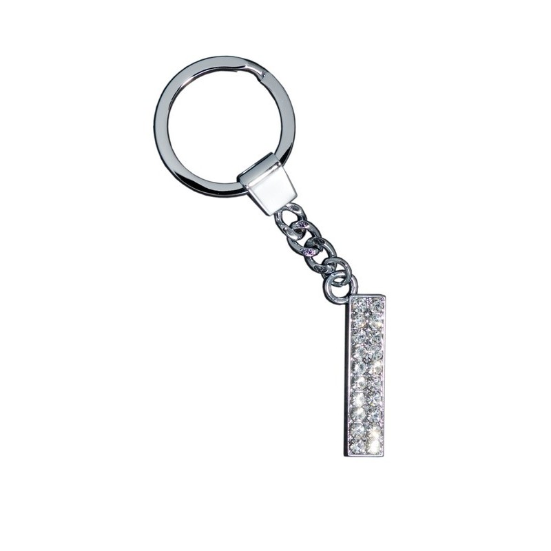 GLAMOUR, KEYRING LETTER I, CLEAR, con cristalli Sw