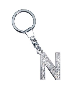 GLAMOUR, KEYRING LETTER N, CLEAR, con cristalli Swarosky