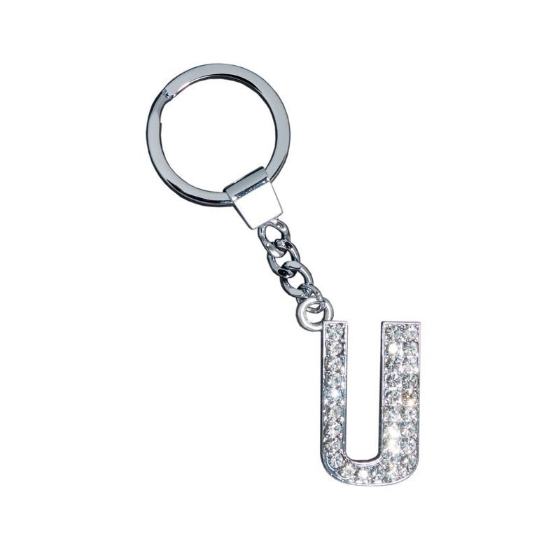 GLAMOUR, KEYRING LETTER U, CLEAR, con cristalli Sw