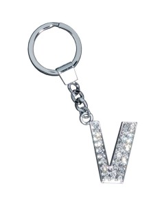 GLAMOUR, KEYRING LETTER V, CLEAR, con cristalli Swarosky