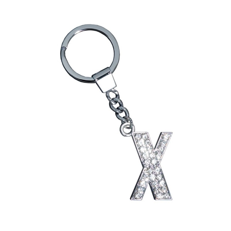 GLAMOUR, KEYRING LETTER X, CLEAR, con cristalli Sw