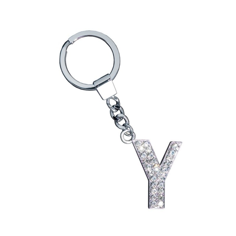 GLAMOUR, KEYRING LETTER Y, CLEAR, con cristalli Swarosky
