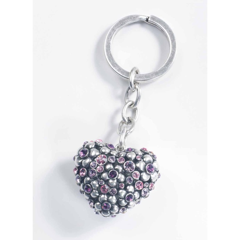 PORTACHIAVE CUORE STRASS ROSA