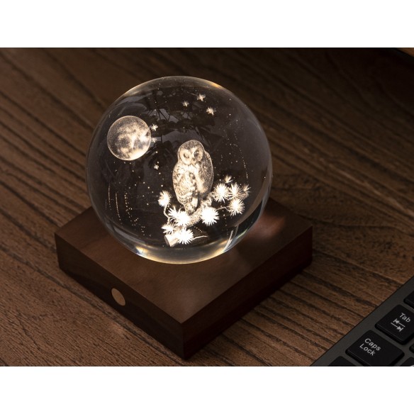AMBER CRYSTAL LIGHT, 3D laser The Owl Moon