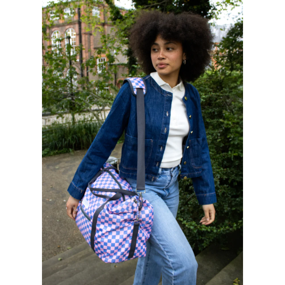 WEEKENDER BAG, Checkerboard Blue - Pink