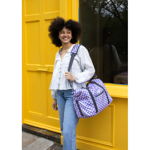 WEEKENDER BAG, Checkerboard Blue - Pink