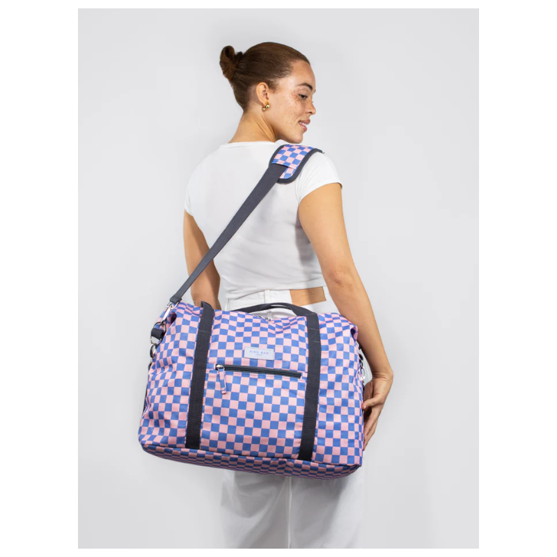WEEKENDER BAG, Checkerboard Blue - Pink