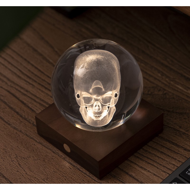 AMBER CRYSTAL LIGHT, 3D laser Skull