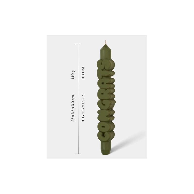 CandleHand Taper ""Congrats"", Olive Green
