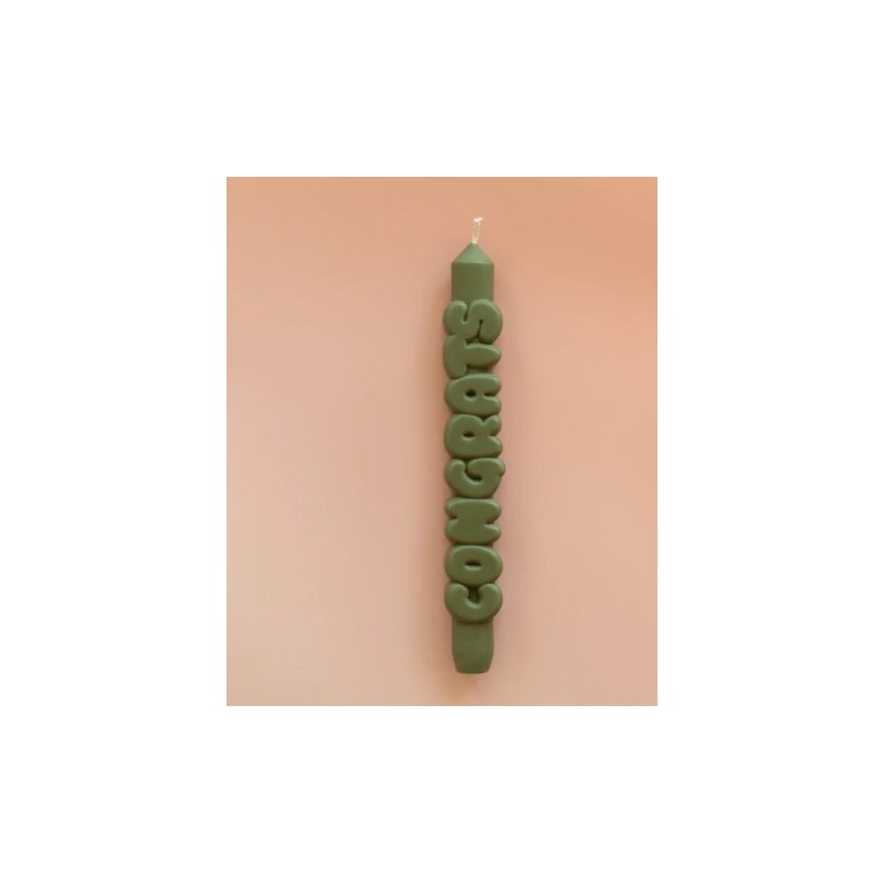 CandleHand Taper ""Congrats"", Olive Green