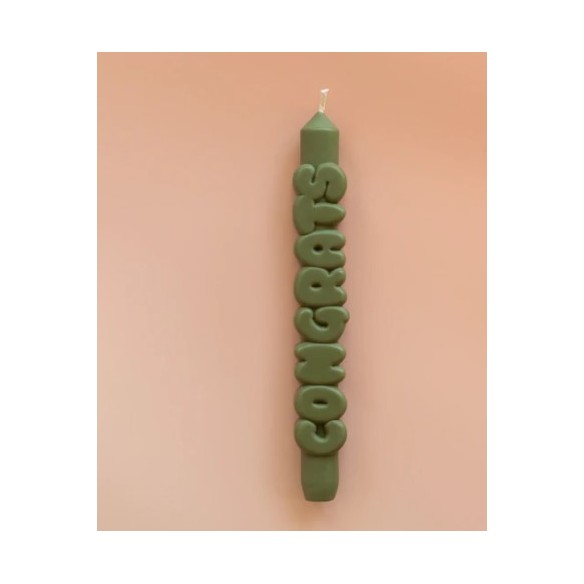 CandleHand Taper ""Congrats"", Olive Green
