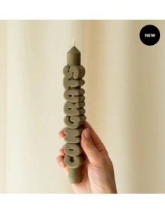 CandleHand Taper ""Congrats"", Olive Green