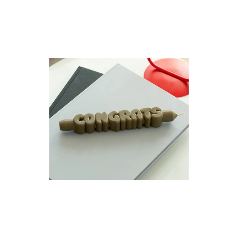 CandleHand Taper ""Congrats"", Olive Green