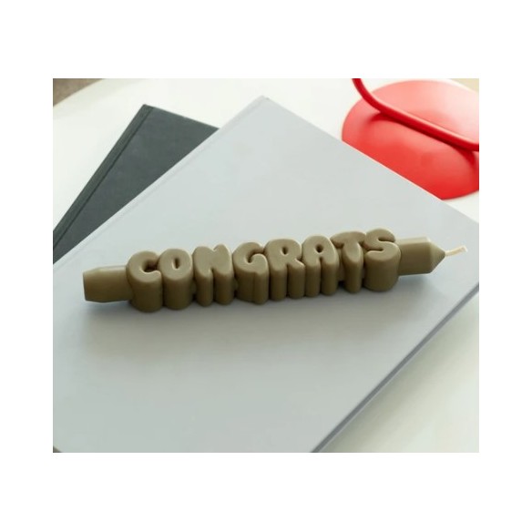 CandleHand Taper ""Congrats"", Olive Green