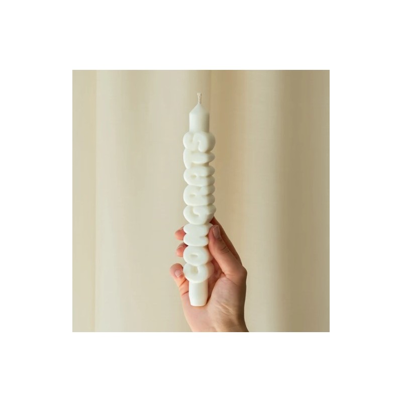 CandleHand Taper ""Congrats"", White