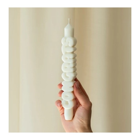 CandleHand Taper ""Congrats"", White
