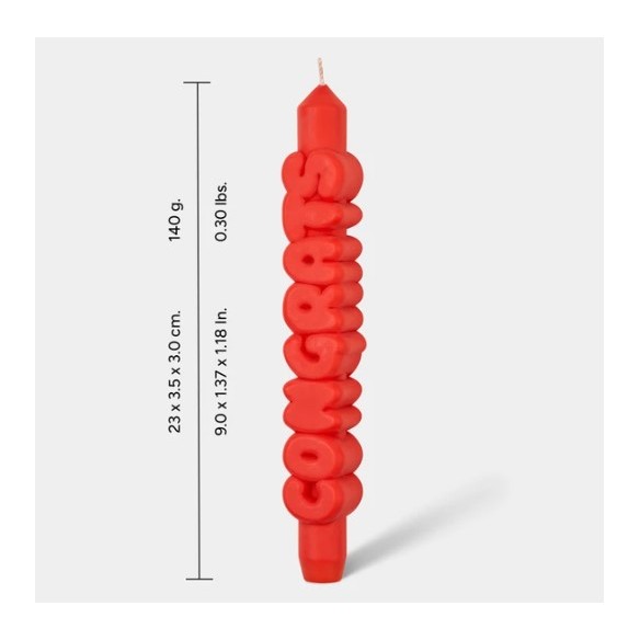 CandleHand Taper ""Congrats"", Orange