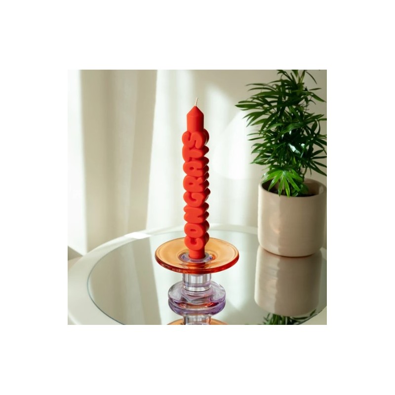 CandleHand Taper ""Congrats"", Orange