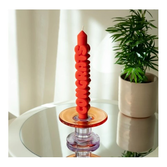 CandleHand Taper ""Congrats"", Orange