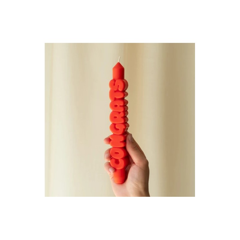 CandleHand Taper ""Congrats"", Orange