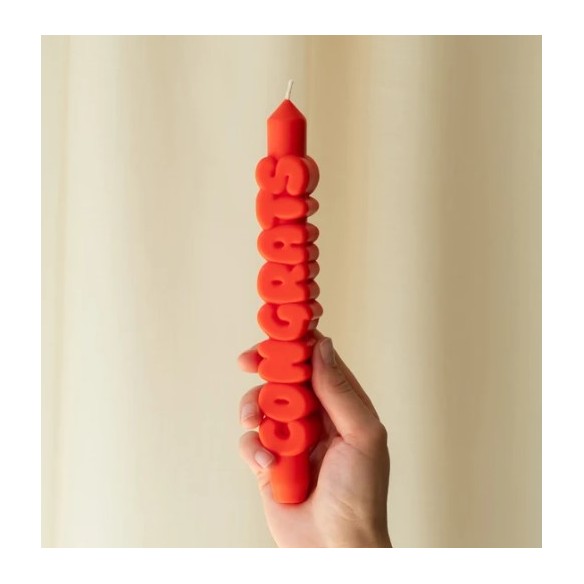 CandleHand Taper ""Congrats"", Orange