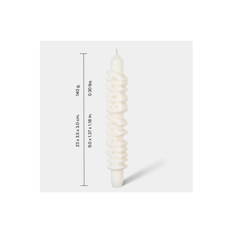 CandleHand Taper ""Happy Bday"", White