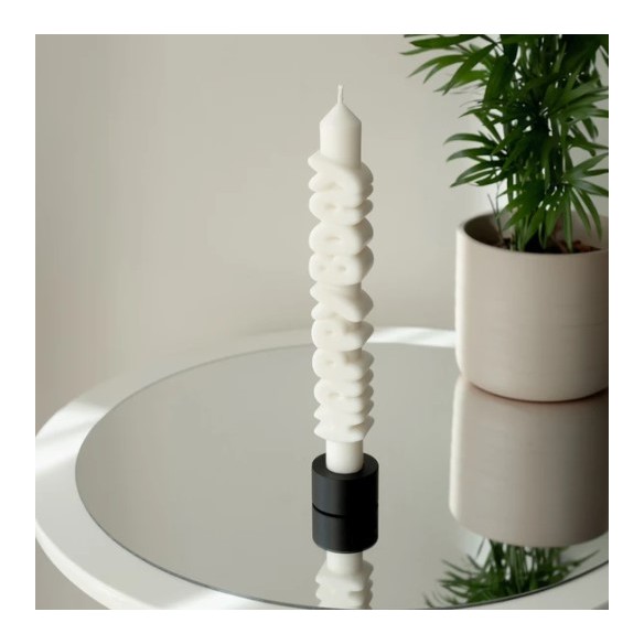 CandleHand Taper ""Happy Bday"", White