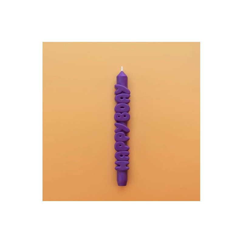 CandleHand Taper ""Happy Bday"", Indigo