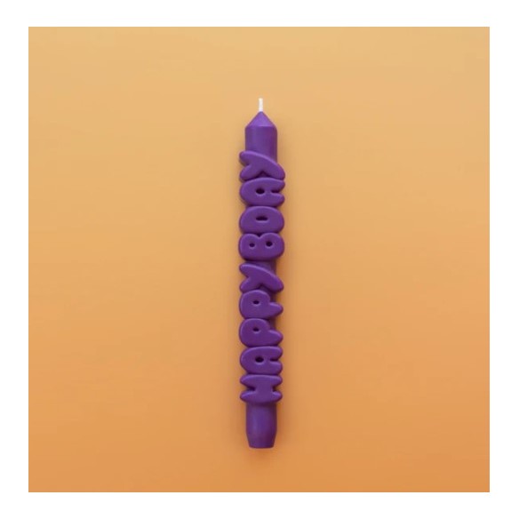 CandleHand Taper ""Happy Bday"", Indigo