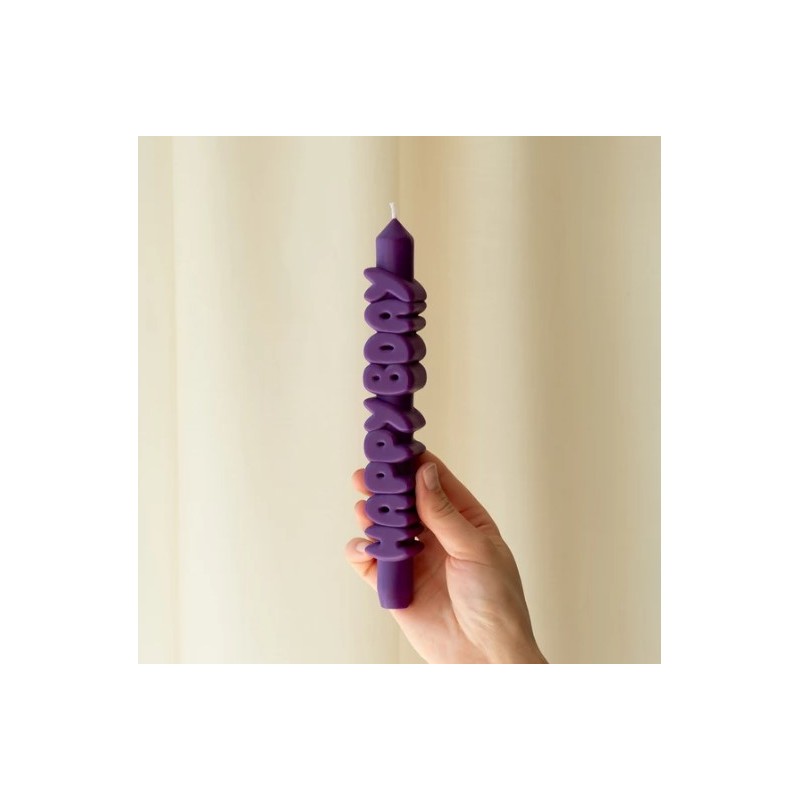 CandleHand Taper ""Happy Bday"", Indigo