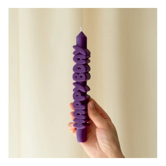 CandleHand Taper ""Happy Bday"", Indigo