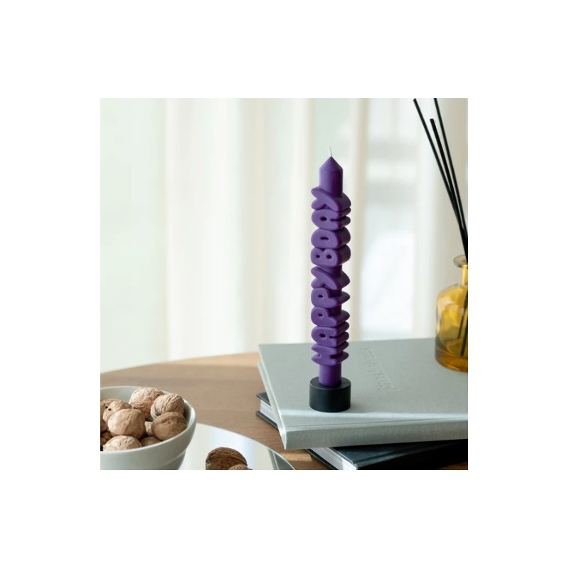 CandleHand Taper ""Happy Bday"", Indigo