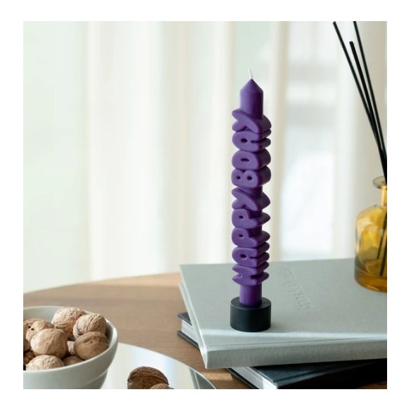 CandleHand Taper ""Happy Bday"", Indigo