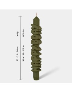 CandleHand Taper ""Happy Bday"", Olive Green 2