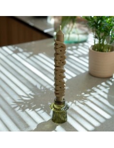 CandleHand Taper ""Happy Bday"", Olive Green