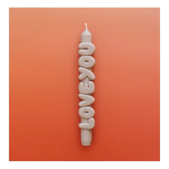 CandleHand Taper ""Love You"", Cream