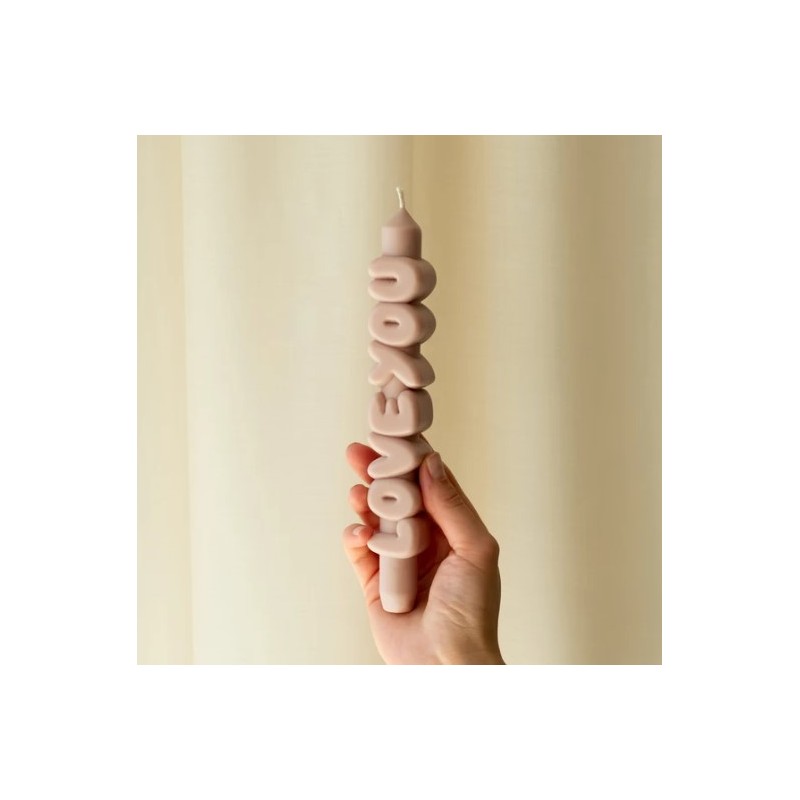 CandleHand Taper ""Love You"", Cream