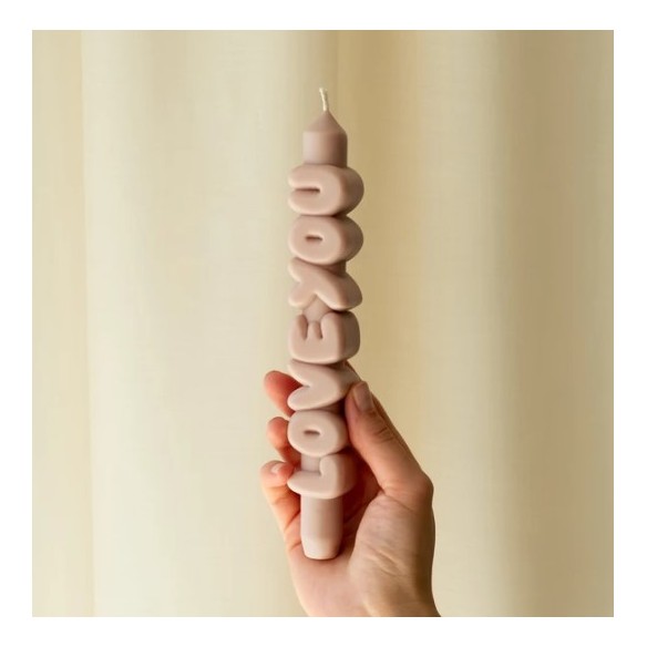 CandleHand Taper ""Love You"", Cream
