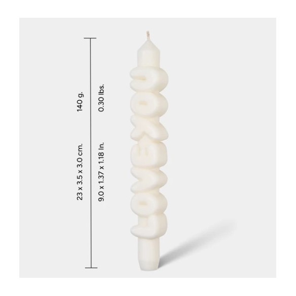 CandleHand Taper ""Love You"", White