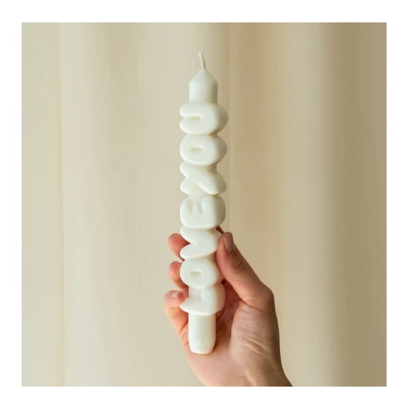 CandleHand Taper ""Love You"", White
