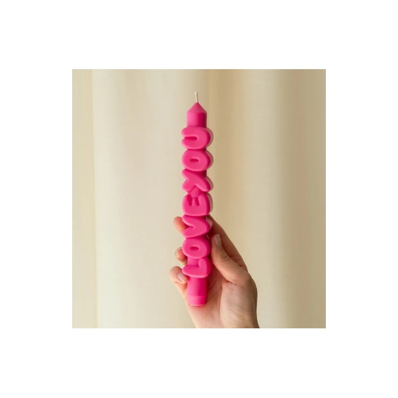 CandleHand Taper ""Love You"", Pink