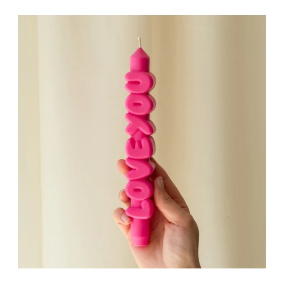 CandleHand Taper ""Love You"", Pink