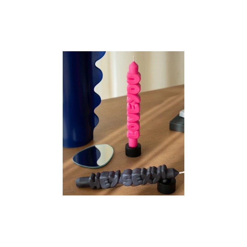 CandleHand Taper SET ""Love 1"", Pink - Black