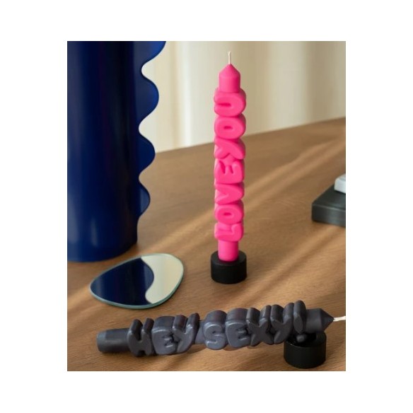 CandleHand Taper SET ""Love 1"", Pink - Black