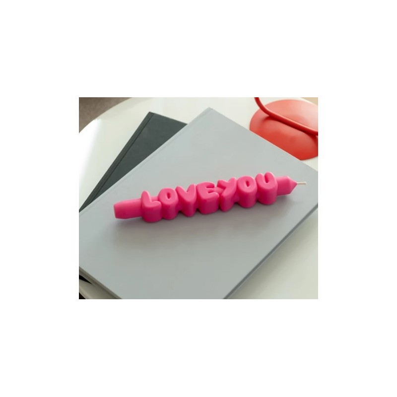 CandleHand Taper SET ""Love 1"", Pink - Black