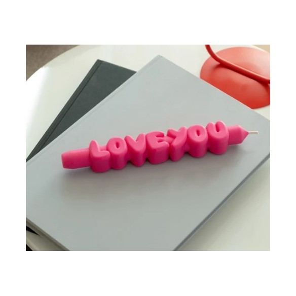 CandleHand Taper SET ""Love 1"", Pink - Black